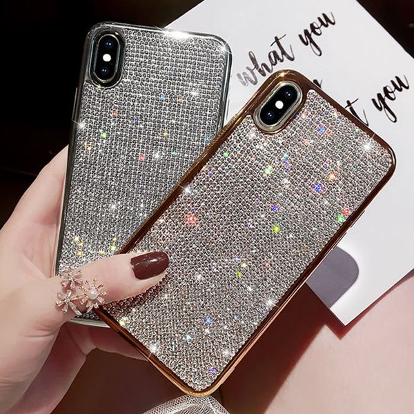 

rhinestone bling diamond glitter case for iphone x xs xr xs max 7 8 plus 6 6s soft silicone tpu girly protector back cover