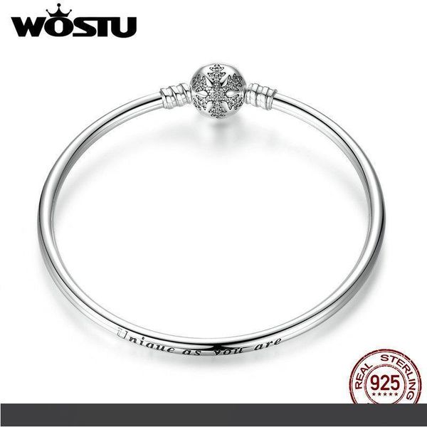 

wostu подлинный стерлингового серебра 925 выгравировать снежинка застежка уникальный как вы цепи браслет подходит diy ювелирные изделия xchs, Golden;silver