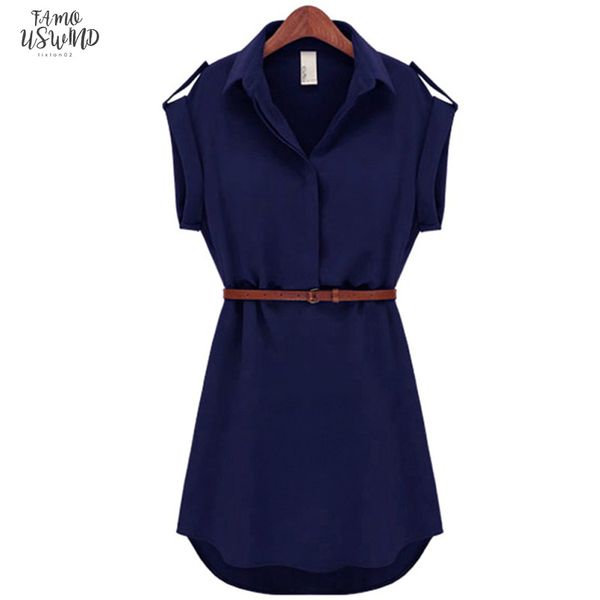 

summer fashion womens short sleeve stretch chiffon casual ol belt maxi dresses mini dress vestidos drop shipping, Black;gray