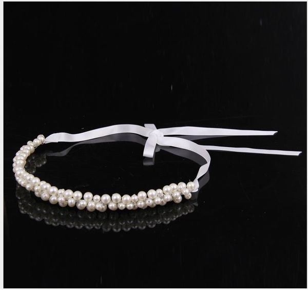Nupcial Headband Necklace Bridal Pearl Headdress Branco Vestido de Noiva Acessórios Brown Handmade Jóias
