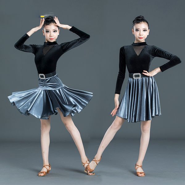 

latin dance dress for girls black split fishtail skirt robe danse latin dance competition dresses performance wear sl2270, Black;red