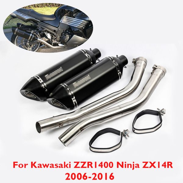 

motorcycle exhaust pipe connect link tube middle pipe exhaust muffler escape for zzr1400 ninja zx14r 2006-2016