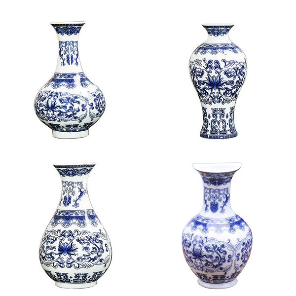 

ceramic chinese blue white porcelain vase receptacle home decor vintage home decoration