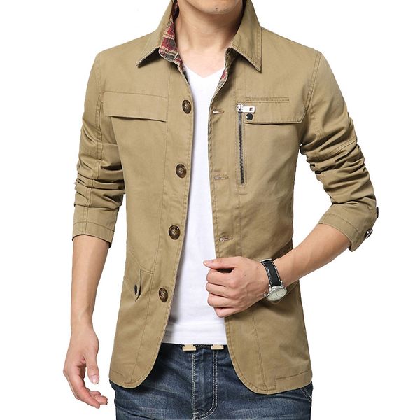 

new men's jacket coat men casual solid outerwear slim fit khaki army cotton jackets male brand clothing spring autumn coats, Black;brown