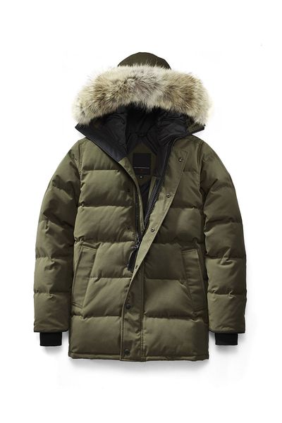

классический стиль 2020 канада мужчины goose parka carson зимы с капюшоном пальто wolf fur grass пуховик ветрозащитный холодной куртки беспл, Black