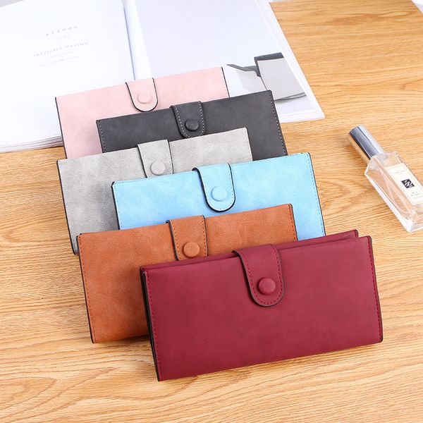 

vintage scrub women's wallet long fashion simple multi-card card holder, Red;black