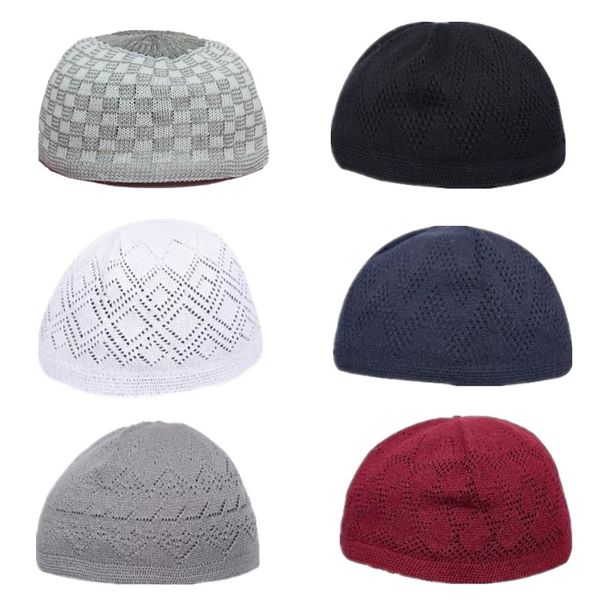 

skull cap knitting islamic kufi muslim prayer hat turkish made namaz egyptian mens head wear, Red
