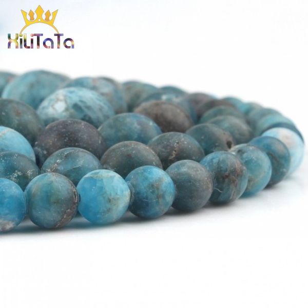

frosted matte blue apatite stone beads natural genuine round loose spacer beads for jewelry making diy bracelet 15'' 6 8 10 12mm