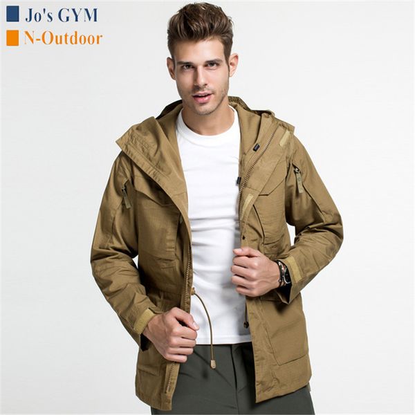 

outdoor tactical jacket men casual multi-pocket waterproof jackets windbreaker climbing hiking thermal hooded outerwear, Blue;black