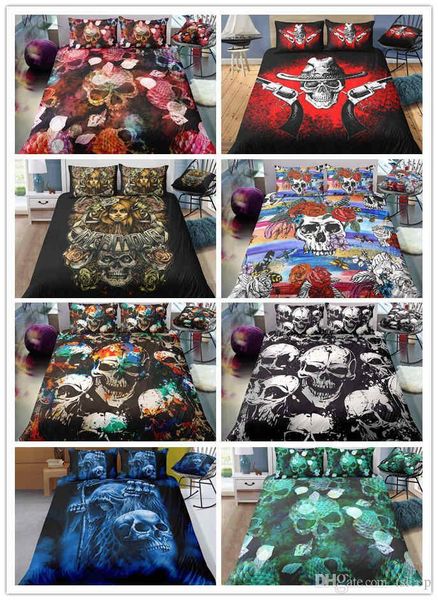 

3d printing skull bedding sets with pillowcases duvet cover