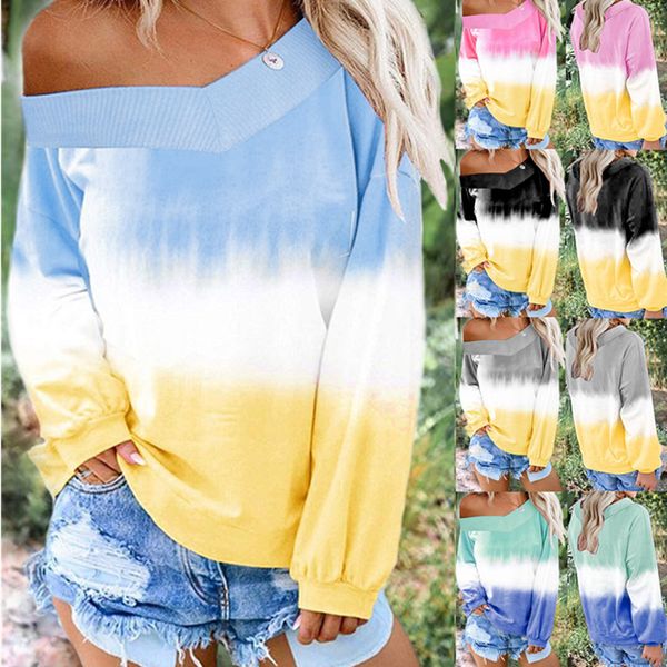 

fashion women ladies long sleeve splice blouse clothes t shirt ins 2019, White