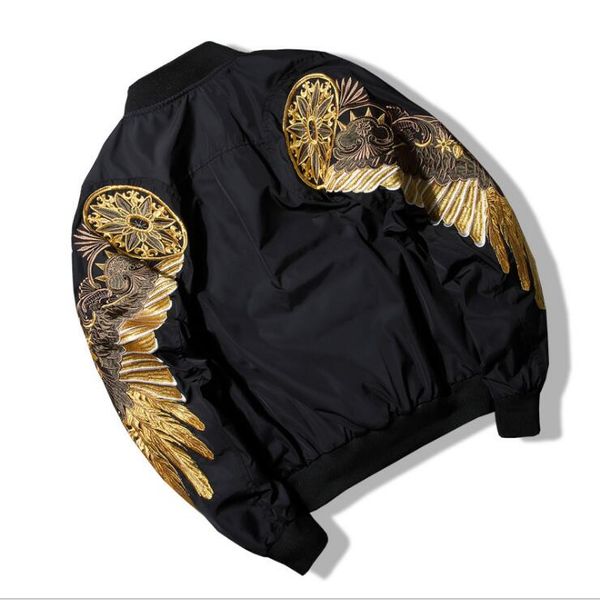 

2020 new designer men women wings embroidery coats ma-1 bomber jacket baseball uniform outerwea teen street hip hop jackets #18, Black;brown