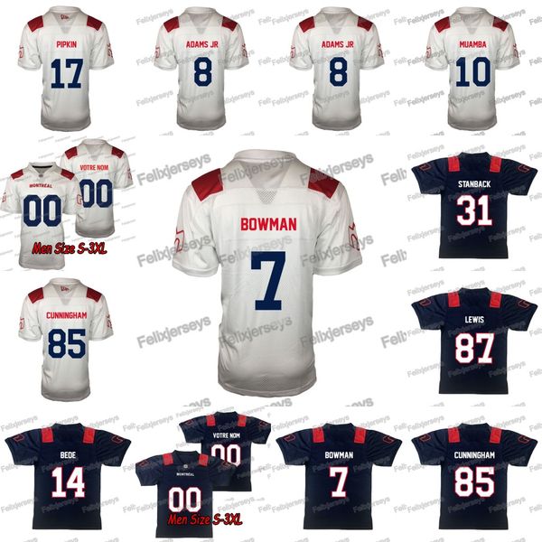 

7 John Bowman MONTREAL ALOUETTES 85 B.J. Cunningham Vernon Adams Jr William Stanback Antonio Pipkin Boris Bede Henoc Muamba Jersey