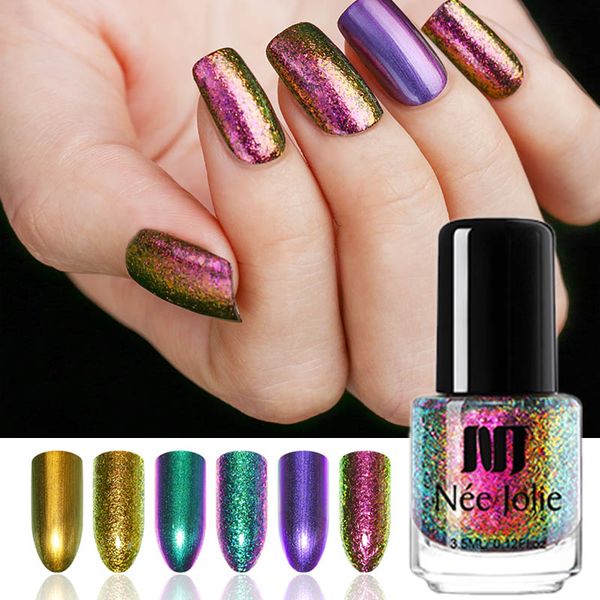 

nee jolie chameleon nail polish holographic flakies nail art varnish shining sequins art lacquer manicure black base needed