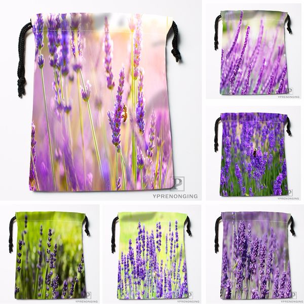

custom lavender plant nature blur drawstring bags travel storage mini pouch swim hiking toy bag size 18x22cm#0412-04-05