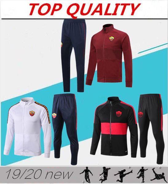

2019 2020 rome football jacket tracksuit kits survetement 19/20 de foot de rossi dzeko abbigliamento sportivo soccer jacket, Black;yellow