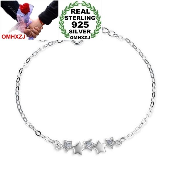 

omhxzj wholesale jewelry geometry fashion sweet woman girl party gift pentagram zircon 925 sterling silver bracelet bangle sz97, Black