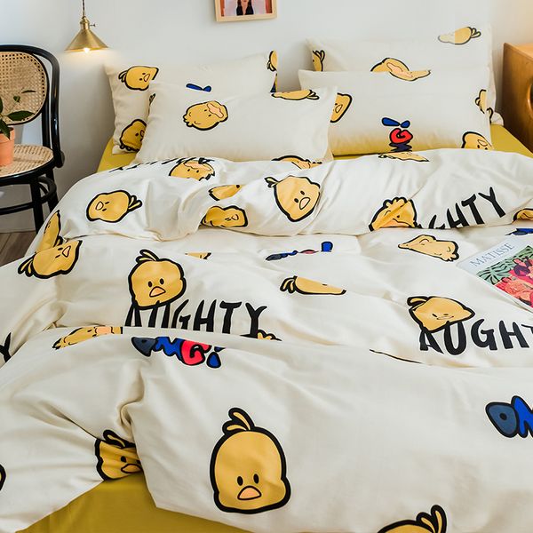 

cartoon cotton four-piece cotton bed student dormitory men's sheets double girls heart quilt cover