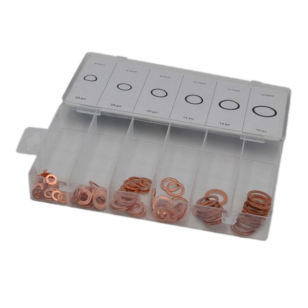 

110pcs copper washers assorted seal flat hardware kit durable with case