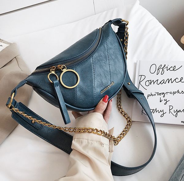 

новая мода стиль fold талии сумка женщин простой два стиля цепи сплошного цвета грудь сумка женщины талия сумки на ремне 5 # цвет коровы