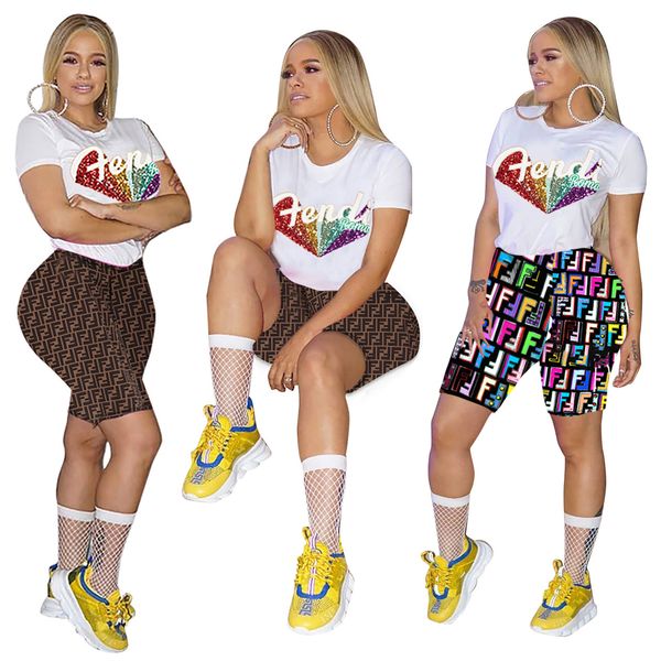 

Letter equin two piece outfit women track uit multi letter equined white hort leeve hort et fa hion port track uit brown