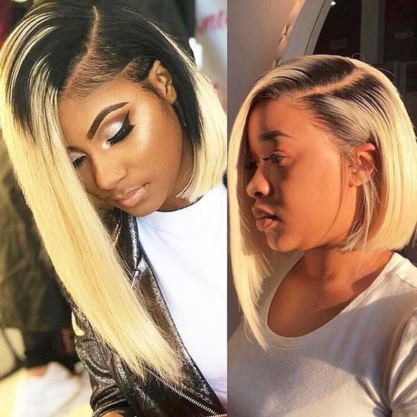 Ilaria 1b 613 Dark Root Blonde Short Bob Lace Front Human Hair