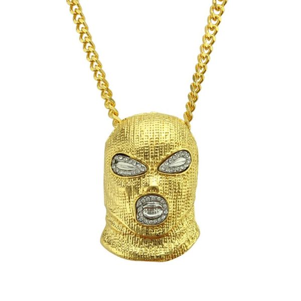 Hip Hop CSGO Anhänger Halsketten Herren Punk-Stil Anti-Terror-Headset 18K Legierung vergoldet Maskenkopf Gold Silber und Schwarz