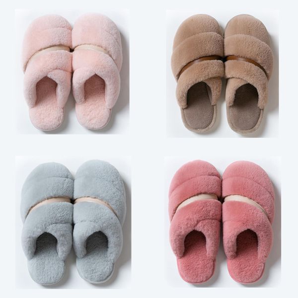 

excellent non-brand winter women men slipper fur sandals indoor keep warm home shoes rubber flat slippers 37-45 style 8 pink brown blue, Black