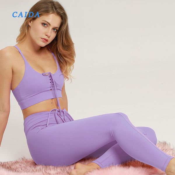 

caida sportswear woman gym clothing yoga sets leggings bandage women gym clothes workout clothes sport suit, White