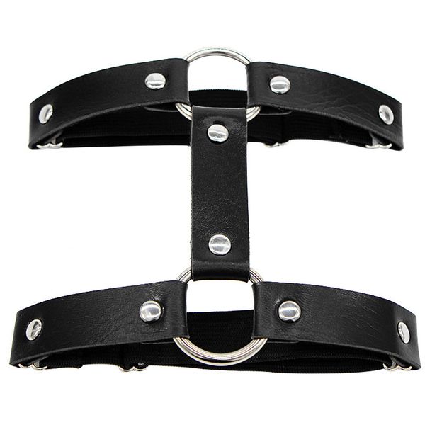 

women elastic leather leg ring garter belt punk thigh ring gothic harajuku bondage bow knot harness suspender strap garters, Black;white