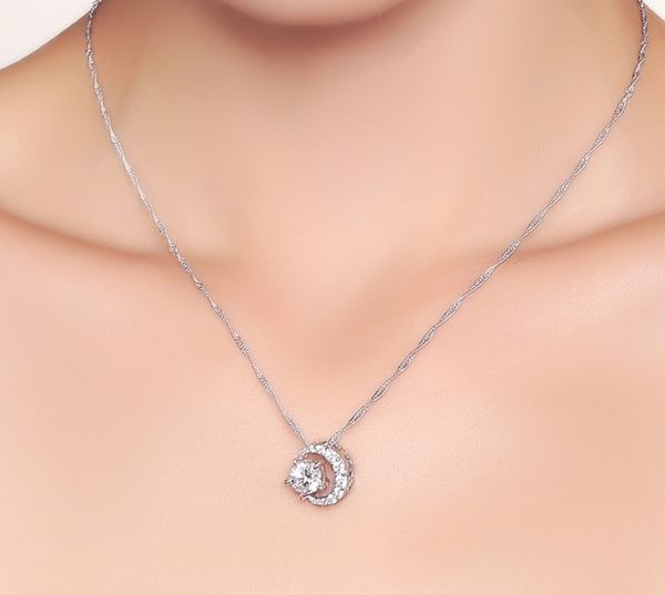 

стерлингового серебра 925 ожерелье женский вечная луна кулон colgantes де мода день рождения рождественские подарки камень ювелирных изделий, Silver