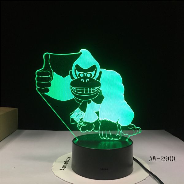 

monkey night light led cute animal 3d visual creative acrylic 7 color gradient usb desk lamp kids holiday gifts dropship aw-2900