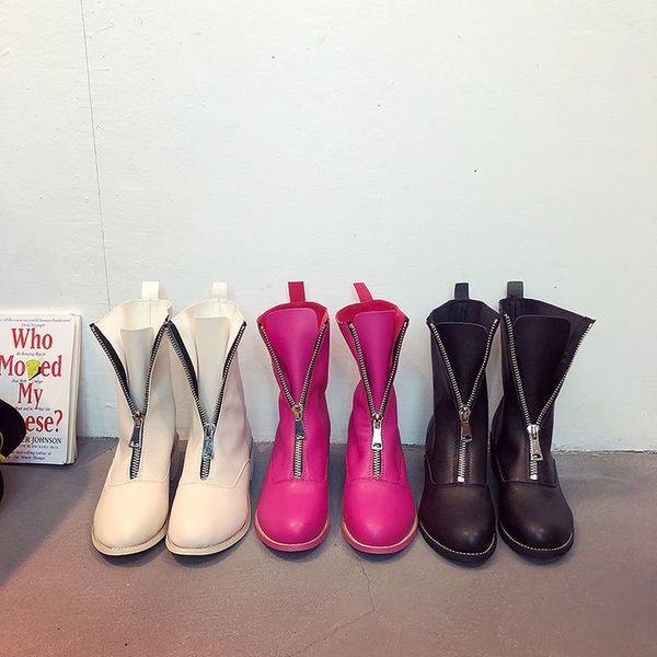 

ankle boots soft leather women boots before zipper short spring autumn thick heel shoes woman white black red