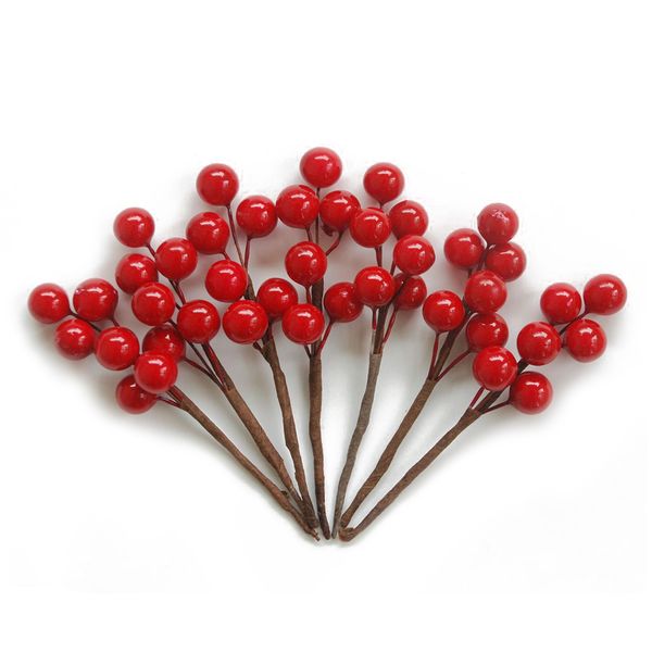 

20pcs christmas ornament flower artificial red berry diy wedding party decorative fruit handmade craft lifelike foam stem