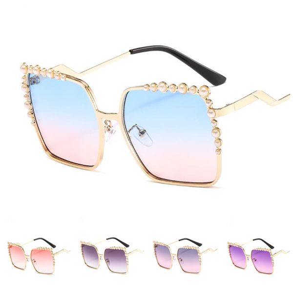 

fashion women temperament pearl sunglasses square sun glasse goggles anti-uv spectacles alloy frame eyeglasses ornamental adumbral a, White;black