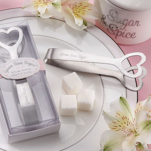 

10 pcs sugar tongs heart shaped stainless steel durable ice tong clip for evening party birthday banquet wedding