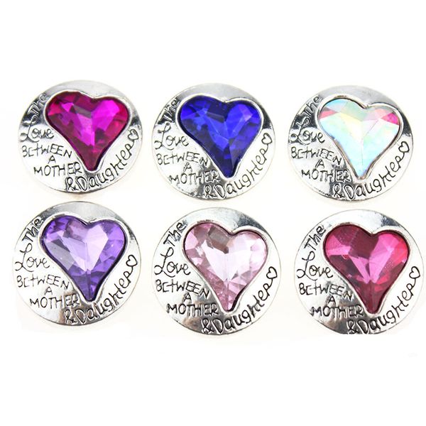 

10pcs/lot wholesale 18mm snap jewelry rhinestone vintage love heart metal snap buttons fit 18mm bracelet bangle for women, Golden;silver