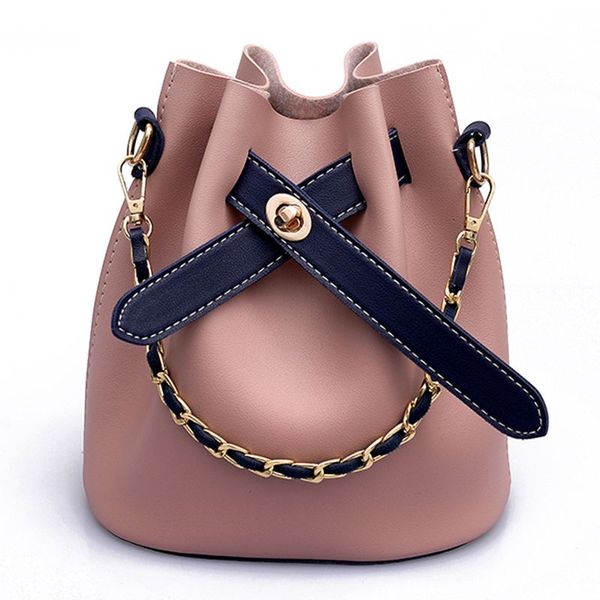 

cute strap bucket bag women pu leather shoulder bag fashion ladies crossbody bags pink