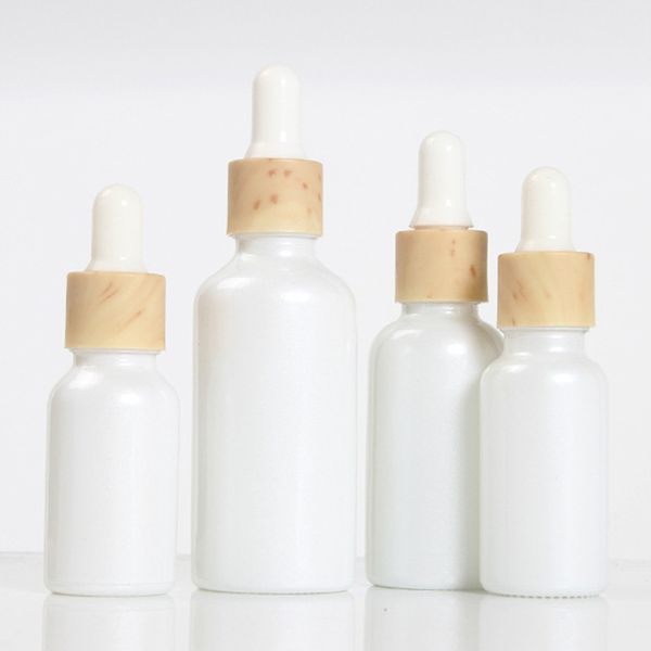 

20ml/30ml/50ml white glass dropper bottles cosmetic tools essential oil liquid perfume bottle with wood grain plastic cap