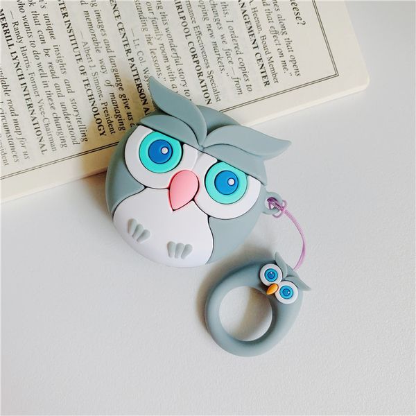 

airpods case for 1/2 bluetooth headset shockproof cover for airpods 2020 new fashion pvc cute cartoon owl pattern storage box 2 colors