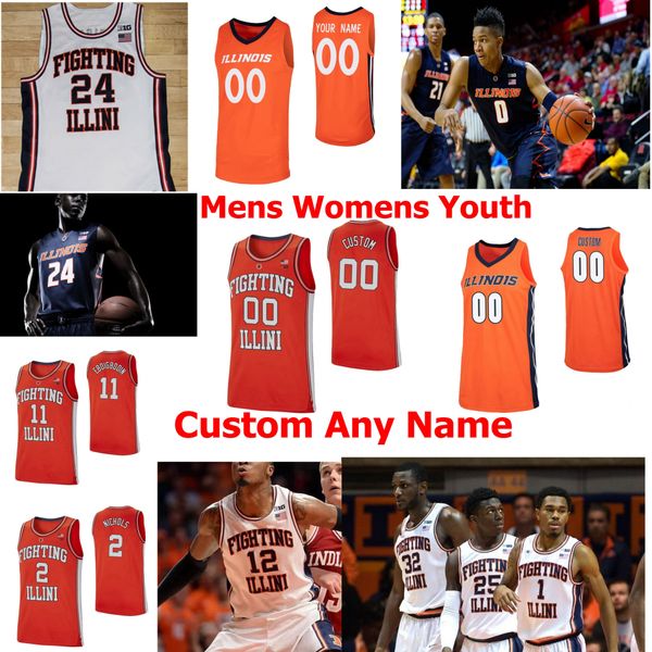 

illinois fighting illini jerseys deron williams jersey meyers leonard alan griffin trent frazier basketball jerseys custom stitched, Black