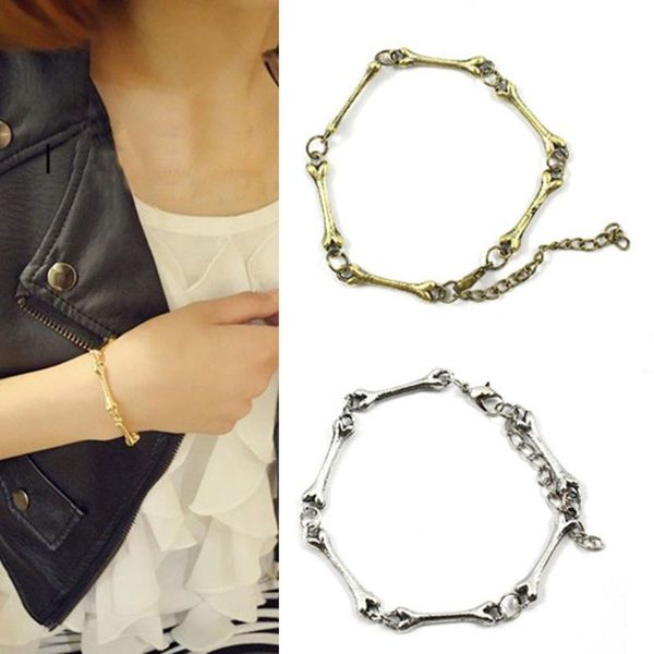 

fashion cool rock punk gothic metal bone chain bracelet bangle xrq88, Black