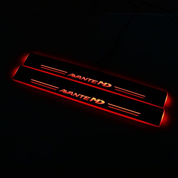 

waterproof acrylic moving led welcome pedal car scuff plate door sill pathway light for hyundai avante md 2017-2020