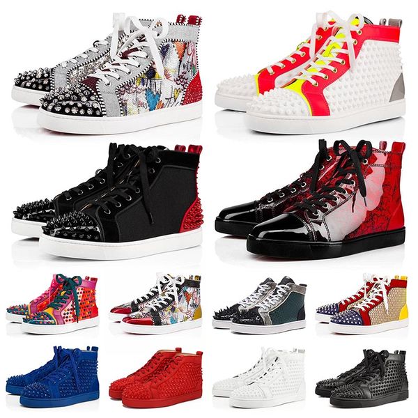 

red bottoms mens designer shoes spike suede leather red bottom women flat casual shoes luxury party lovers platform sneakers