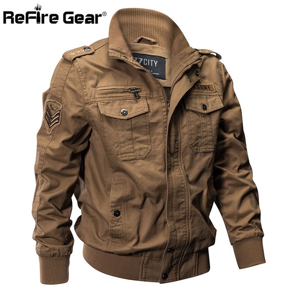 

refire gear военная пилотная куртка мужчины зима осень бомбардировщик хлопковое пальто тактическая армейская куртка мужской повседневная воз, Black;brown
