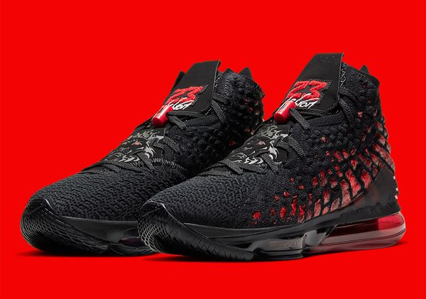 

kids lebrons 17 infrared basketball shoes for sale with box lebron 17 black university red white sneakers sport shoes size 4-12