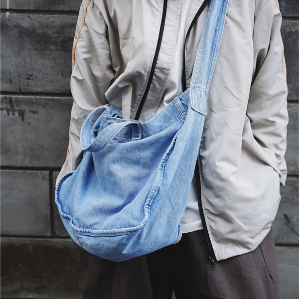 

new harajuku fashion casual denim high capacity shoulder bag korean leisure big school bags for teenage girls college style bags