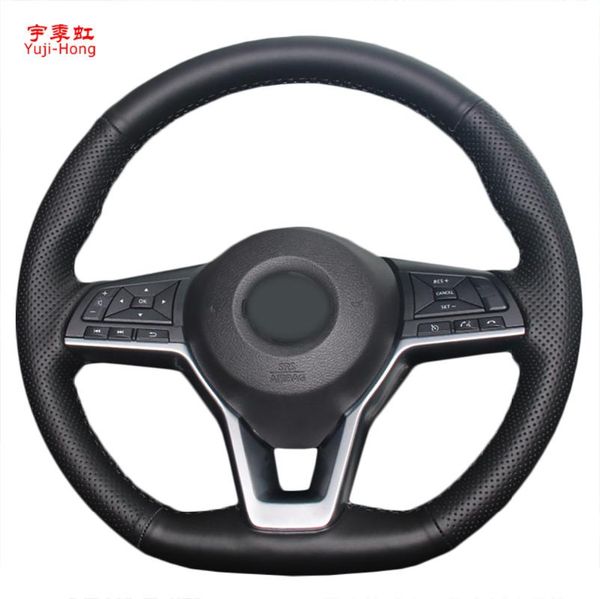 

yuji-hong car steering wheel covers case for x-trail qashqai 2017 artificial microfiber leather cover black