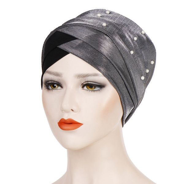 

2020 new women muslim hijab beads bonnet turban hat inner hijab caps female cross headband headwrap women muslim hijab scarf bwkf