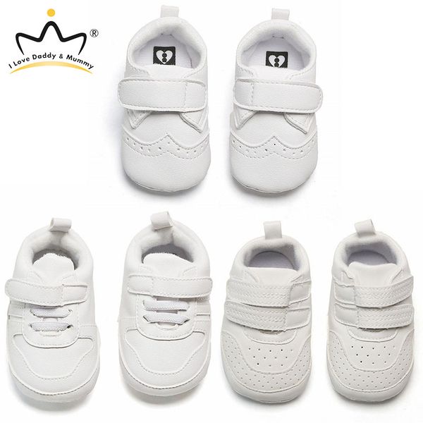 

new solid pure white baby shoes sneakers soft pu leather breathable cotton anti-slip newborn infant toddler boy girl shoes